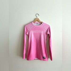 Pink Long Sleeve Sakura Fightwear Grappling BJJ Rash Guard Top